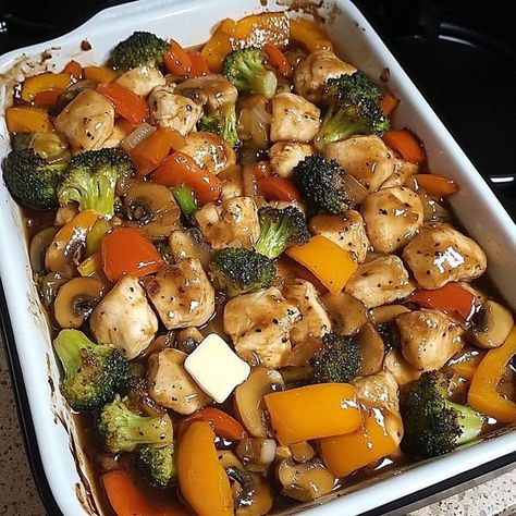 Teriyaki Chicken And Veggies, Chicken And Veggies One Pan, Roasted Chicken And Veggies, One Pan Meal, Chicken And Veggies, Chicken Veggies, One Pan Meals, Teriyaki Sauce, Teriyaki Chicken