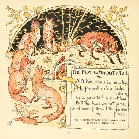 Fox Wall Art, Walter Crane, Aesops Fables, Fairy Tale Books, Childrens Illustrations, The Fox, Big Canvas, Nursery Prints, Great Big Canvas