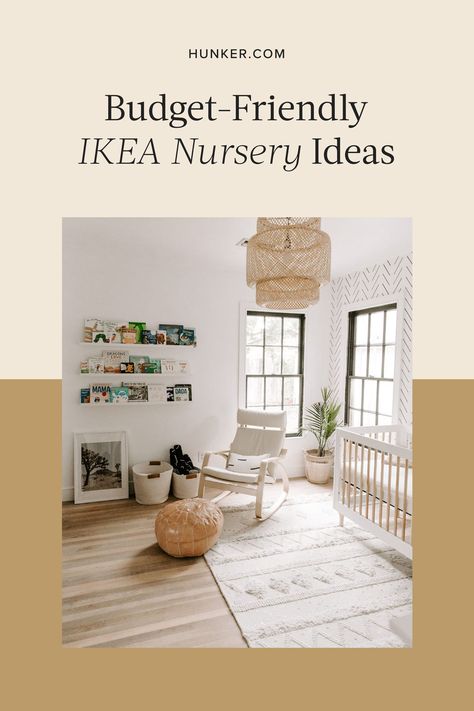 We all have to deal with a little thing known as a budget, which can put a damper on our plans. But don't give up on your dreams quite yet. Here are 10 IKEA nursery ideas that will give you and your little one the idyllic respite you deserve, without breaking the bank. #hunkerhome #nurseryideas #ikea #ikeanursery #ikeanurseryideas Ikea Nordkisa, Ikea Nursery Ideas, Play Kitchen Diy, Ikea Baby Room, Nursery Ikea, Ikea Sniglar Crib, Nursery Room Diy, Ikea Kallax Shelving, Small Room Nursery