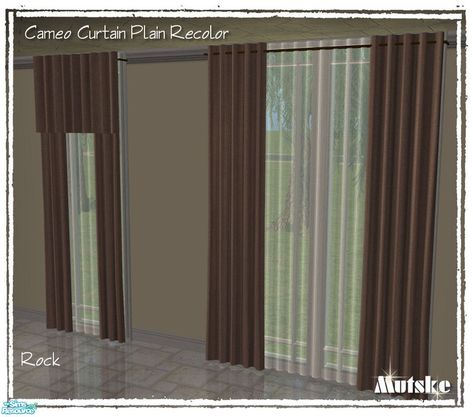 The Sims Resource - Cameo Curtain Plain Recolor Rock Sims 2 Curtains, Sims 2 House, Brown Curtains, 2 House, Sims Community, White Curtains, Electronic Art, Blue Gingham, The Sims Resource