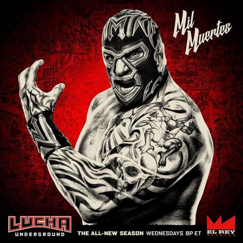 The Man of 1,000 Deaths is ready to put Prince Puma in a casket. Don't miss a BRAND NEW EPISODE of #LuchaUnderground, TONIGHT at 8p ET on @ElReyNetwork! Azteca Tattoo, Paintball Mask, Lucha Underground, Blue Demon, Professional Wrestlers, Wrestling Stars, Wrestling Superstars, Cool Masks, 80s Cartoons