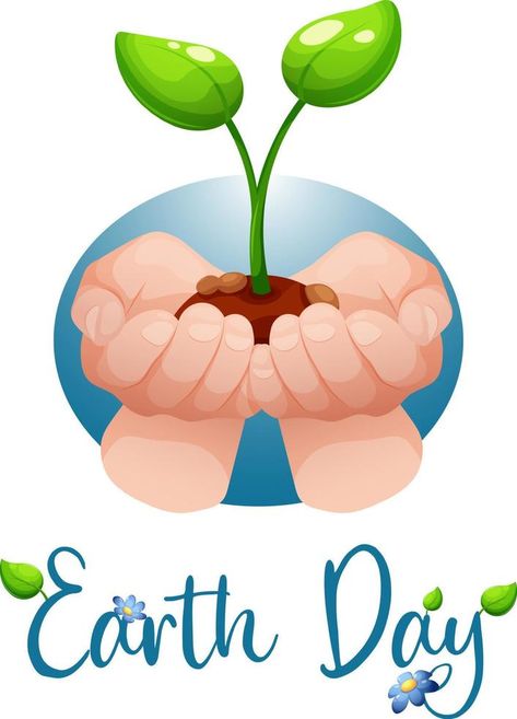 Earth Day, Green Day, Save Our Planet poster, vector concept. Handfuls, palms together holding piece of earth with plant sprout Earth Awareness, Saving The Earth, Planet Poster, Vector Doodle, Save Our Planet, Save Earth, Green Day, Earth Day, Green Plants