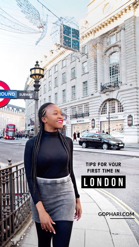 Black African female traveling London London Fashion Black Women, Black Women In London, Dinner In London Outfit, London Tea Outfit, Traveling London, London Trip Outfit, Tips For Your First Time, Fashion In London, London Hair