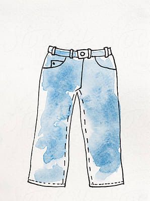 kkgas - Contributor Profile - Stocksy Denim Watercolor, Watercolor Clothes, Jeans Tattoo, Jeans Drawing, Pants Drawing, Wave Illustration, Notebook Ideas, Jean Pockets, Tattoo Inspo