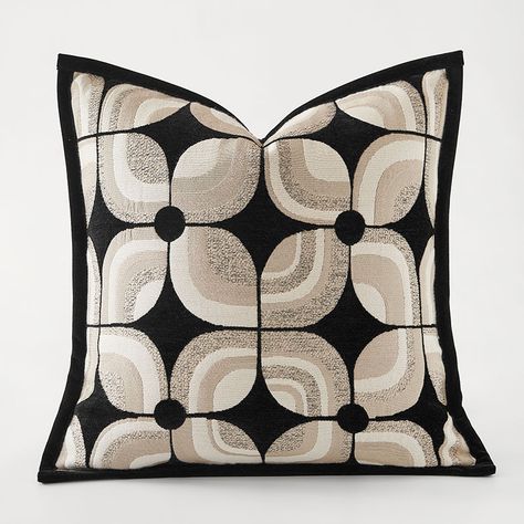 Black Khaki Pillows Geometric Cushion Case Modern 45x45 50x50 Decorative Pillow Cover For Sofa Chair Contemporary Home Accessories, Black Sofa Cushions, Cushion Texture, Fabric Texture Pattern, Cushion Living Room, Square Sofa, Black And Khaki, Black Cushion, Bed Cushion