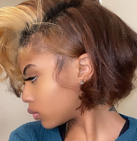 Silk Press Natural Hair Short Bob With Highlights, 90s Short Hair Black Women, Short Dyed Hair Black Women, Short Hairstyle Women Black Woman Natural Hair, Short Hair Blowout Black Women, Big Chop Hairstyles, Big Chop Natural Hair, Bob Haircuts For Black Women, Short Dyed Hair