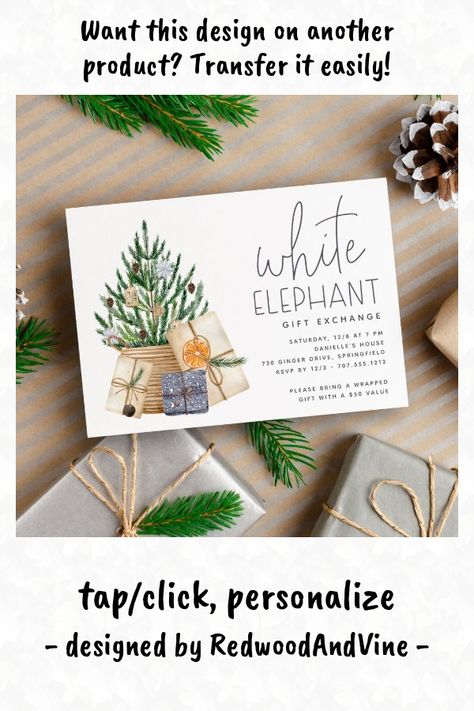 Christmas Holiday White Elephant Gift Exchange Invitation - tap/click to get yours right now! #Invitation #winter #greenery, #cute, #hygge, #neutral Christmas Party Invitations Ideas, Printable Christmas Party Invitations, Christmas Party Invitations Free, Party Invitations Ideas, Christmas Party Invitations Printable, Gift Exchange Party, White Elephant Gift Exchange, White Elephant Gift Ideas, Elephant Gift Ideas