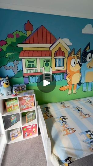 2.9K views · 64K reactions | If anyone wants to do a mural in their kids room! It's super easy with one of these! 

#parents #bluey #kidsroom #diy | Maggie Brennan | tattoomaggie · Original audio Bluey Room Theme, Bluey Themed Bedroom, Bluey Bedroom Ideas For Kids, Bluey Bedroom Boy, Bluey Room Ideas For Boys, Bluey Room Ideas Girl, Bluey Bedroom Girl, Toddler Rooms, Boy Bedroom