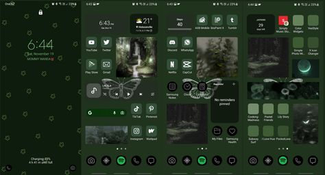 Dark green homescreen Iphone Theme Ideas Dark, Dark Green Homescreen, Ipad Decorations, Iphone Layout Ideas, Dark Green Iphone, Iphone Theme Ideas, Green Homescreen, Samsung Homescreen, Iphone Theme