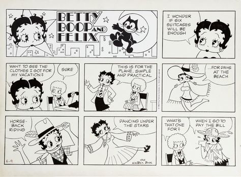 Comic Art For Sale from Coollines Artwork, Walker brothers - Betty Boop & Felix the Cat Sunday, art by Mort Walker's sons 1983 by Comic Artist(s) Betty Boop And Felix The Cat, Betty Boop Comic, Walker Brothers, Witcher Geralt, The Witcher Geralt, Felix The Cat, Betty Boop Cartoon, Betty Boop Pictures, Felix The Cats