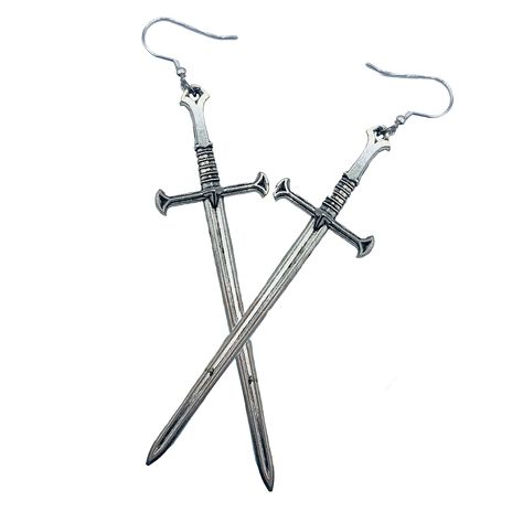 PRICES MAY VARY. Sword earrings for men / women who are crazy about punk style. Who would deny having these creepy unisex punk earrings if you belong to the gothic style. We love these blade silver alternative jewelry that is sassy and sophisticated and a perfect gift for Halloween! Style: Punk / Alternative jewelry, Shape: Sword Material: Silver Plating Dimensions: 10.8 cm * 2.4 cm Color: Silver Occasion: Halloween, Birthday, Tarot, Alternative, Day of the Dead, Pirate Party Sword earrings for Descendants Cosplay, Birthday Tarot, Satanic Jewelry, Pirate Jewelry, Dagger Earrings, Punk Earrings, Earrings Aesthetic, Alternative Jewelry, Halloween Style