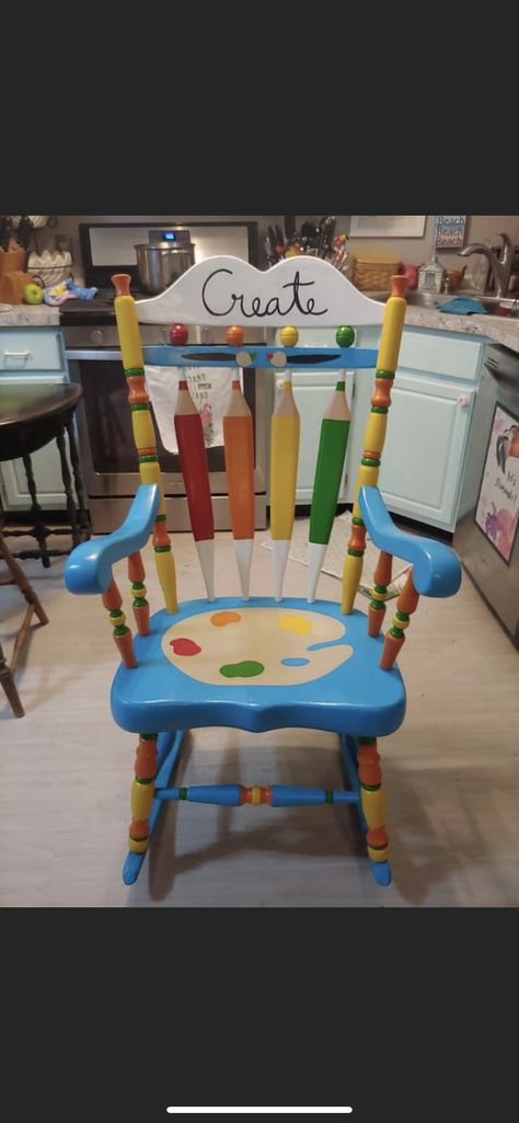 Teacher Chair, Teacher Chairs, Painted Rocking Chairs, Gifts 2022, Painted Chairs, Rocking Chairs, Painting For Kids, Rocking Chair, Rocker