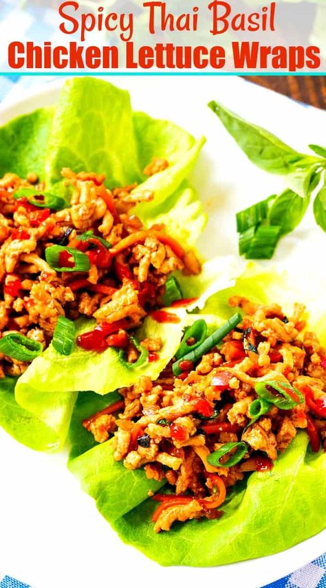 Thai Chicken Lettuce Wraps, Casserole Crockpot, Crockpot Lunch, Asian Chicken Lettuce Wraps, Chicken Lettuce Wraps Recipe, Thai Basil Chicken, Food Recipes Healthy, Vegetarian Casserole, Recipes Asian