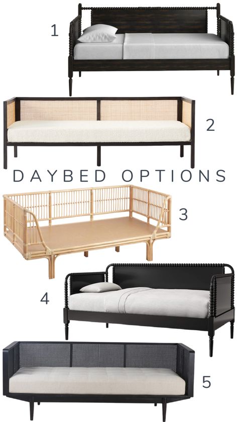 Ratten Day Bed, Daybed Boho Room Ideas, Masculine Daybed Room Ideas, Rattan Daybed Living Room, Black Daybed Room Ideas, Guest Room With Daybed, Daybed Office Guest Room, Black Day Bed, Day Bed Guest Room