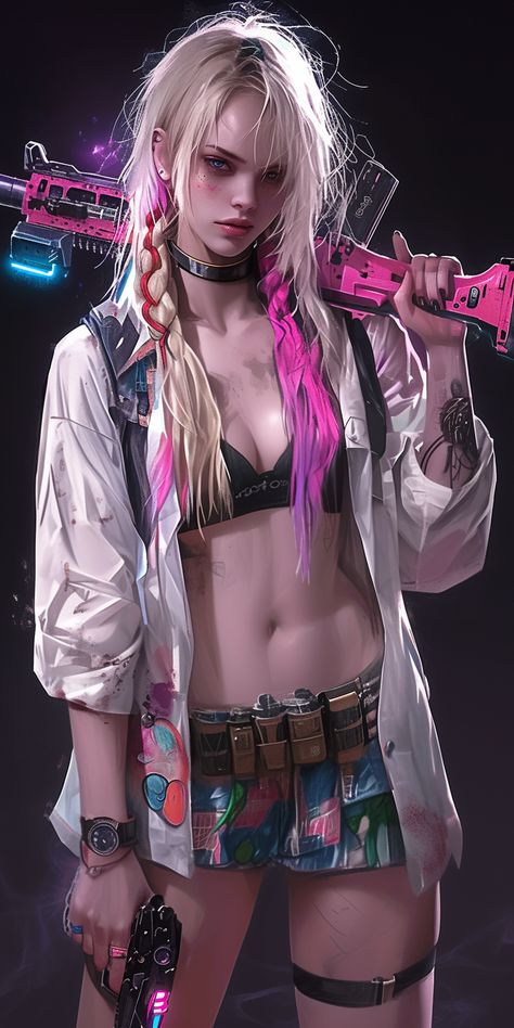 Created with Midjourney Ai #Character #Fantasy #Anime #cartoon #cyberpunk #sci-fi Cyberpunk Character Art Female, Chica Cosplay, Cyberpunk Photoshoot, Cyberpunk Hair, Cyberpunk Women, Cartoon Cyberpunk, Cyberpunk Character Art, Korean Characters, Cyberpunk Female