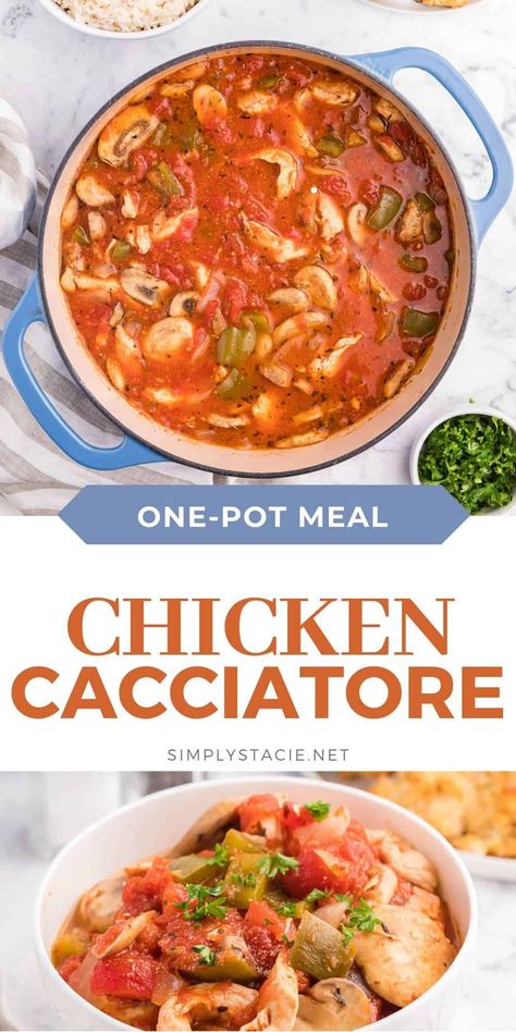 Chicken Green Peppers, Cacciatore Recipes, Chicken Cacciatore Recipe, Chicken Skillet Recipes, Italian Dinner Recipes, Favorite Recipes Chicken, Canned Tomatoes, Chicken Cacciatore, Like Chicken