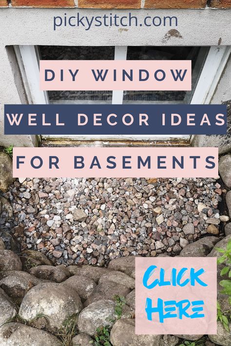 Window Well Decorating Ideas Diy, Decorating Egress Window Well, Window Well Makeover, Basement Window Flower Bed, Decorating Basement Window Wells, Egress Window Ideas Basement Decor, Window Recess Ideas, Window Egress Ideas, Well Window Ideas