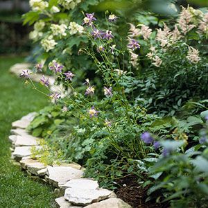 Stone Flower Beds, Brick Garden Edging, Flower Bed Edging, Landscape Borders, Edging Ideas, Lawn Edging, Landscape Edging, Desain Lanskap, Garden Edging