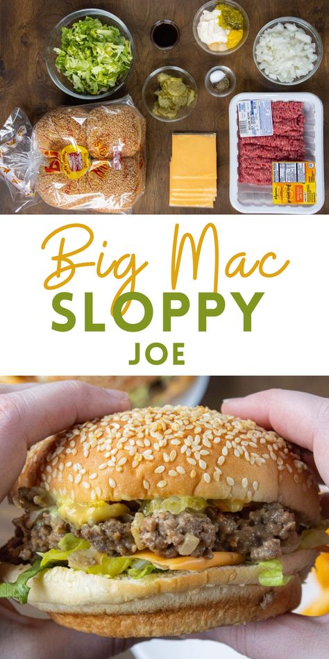 Big Mac Sloppy Joes have no right being this good. You get the iconic big mac flavor with the ease of making sloppy joes. And yes, the secret sauce is included! With this recipe only taking 30 minutes to make, you will be putting it on repeat! Amish Sloppy Joe Recipe, Sloppy Joe Sides, Big Mac Sloppy Joe, Big Mac Recipe, Big Mac Sloppy Joes, Big Mac Sloppy, Leftover Sloppy Joes, Sloppy Joe Burger, Homemade Sloppy Joe Recipe