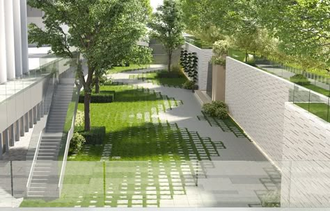 Landscape Pavement, Grass Paving, Landscape Plane, Landscape Architecture Graphics, Pavement Design, Grass Design, Sandakan, Paving Design, Urban Landscape Design