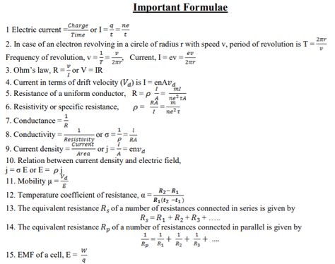 CBSE Class 12 Physics Current Electricity Formulae Concepts for Physics Revision notes Current Electricity Notes Class 12, Physics Revision Notes, Electricity Physics, Study Physics, Current Electricity, Physics Revision, Gcse Physics, Math Tips, Physics Concepts