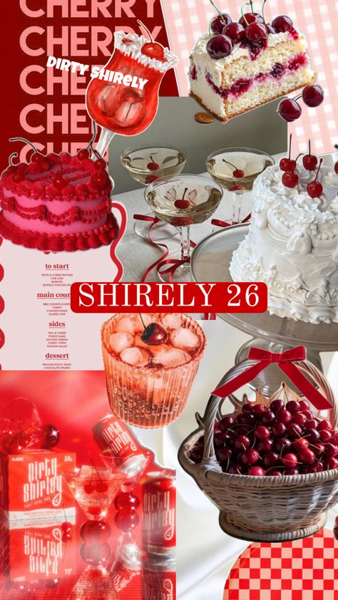 26th birthday party theme “shirely 26”. Girly birthday party them Cherry Birthday Party, 26th Birthday Party, Cherry Birthday, Cherry Theme, Green Desserts, Girly Birthday Party, Girly Birthday, Sauteed Greens, 26th Birthday