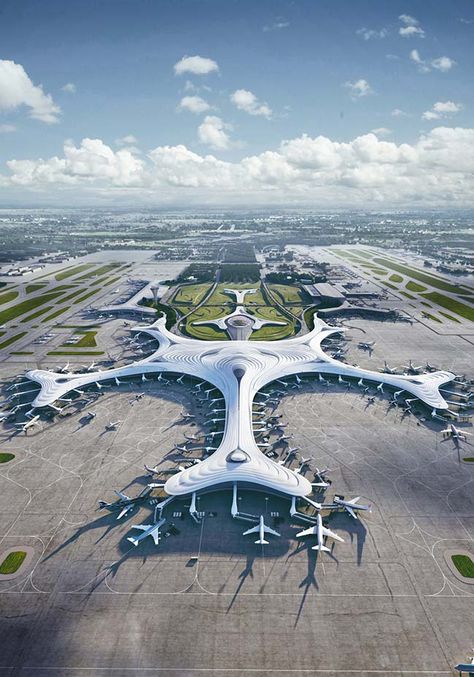 #architecture #futuristic #modern #airport #architectural #design #lifestyle #future Airport Terminal 3, زها حديد, Mad Design, Mad Architects, Pelan Rumah, Airport Design, Taiping, Airports Terminal, Parametric Architecture