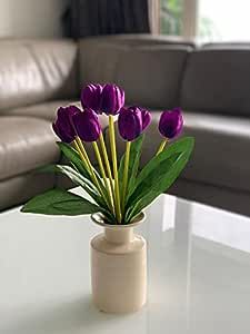 Tulip Colors, Head Flower, Tree House Decor, Flower Bunch, Artificial Peonies, Purple Dark, Home Decor Baskets, Tulip Flower, Bunch Of Flowers