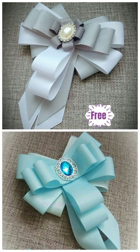 Brooch Tutorial, Ribbon Bow Tutorial, Types Of Bows, Sewing Easy Diy, Bows Diy Ribbon, Brooch Diy, Bow Brooch, Bow Tutorial, Fabric Flowers Diy