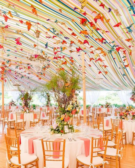 Wedding Ceiling Lights, Ceiling Wedding Decor, Ceiling Wedding, Wedding Ceiling Decorations, Outdoor Tent Wedding, Ribbon Butterfly, Ceiling Decorations, Wedding Ceiling, Tented Wedding