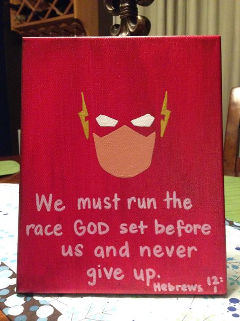 Ryder's favorite superhero is Flash, so... acrylic paint and a paint pen on 8x10 canvas The Flash Painting Ideas, The Flash Painting, Flash Painting, Superhero Canvas, Guy Gifts, Paintings Ideas, Bff Gifts Diy, Diy Canvas Wall Art, Christian Bible Quotes