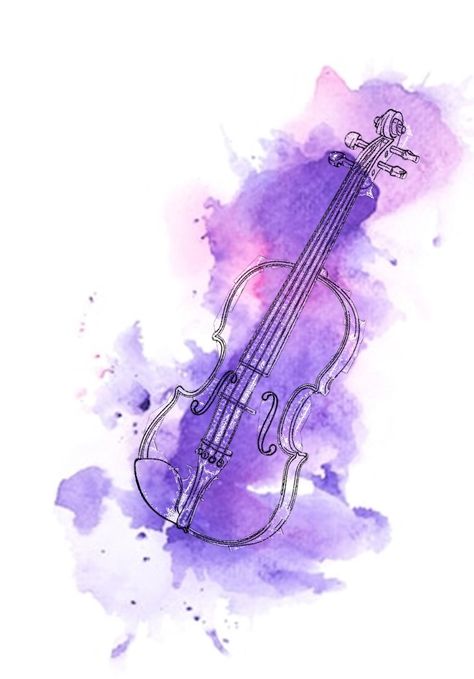 Purple Violin, Violin Drawing, Violin Tattoo, Violin Painting, Violin Art, Violin Design, Embroidery Hoop Wall Art, Music Drawings, Sketch Tattoo