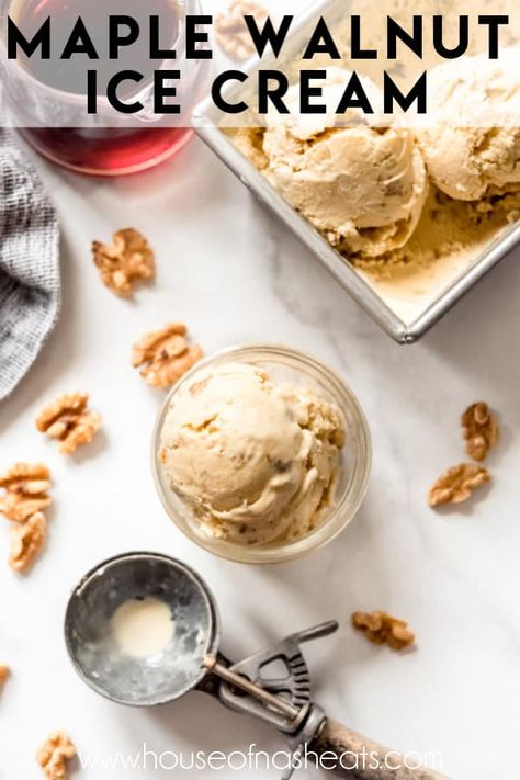 Gourmet Ice Cream Flavors, Maple Nut Ice Cream Recipe, Homemade Ice Cream Maker Recipes, Maple Walnut Ice Cream Recipe, Walnut Ice Cream Recipe, Maple Ice Cream Recipe, Maple Walnut Ice Cream, Homemade Ice Cream Maker, Walnut Ice Cream