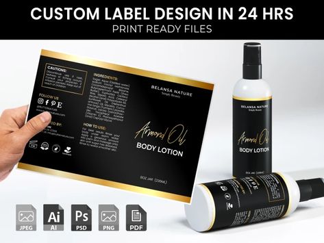 Do amazing product label and packaging design by Kevinsheno | Fiverr Hair Oil Design, Oil Bottle Label Design, Skincare Labels, Body Butter Labels, Beauty Products Labels, Custom Label Design, Product Label Design, Tea Labels, Essential Oil Labels