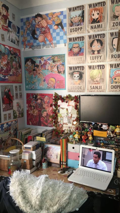 Anime Bedroom Ideas, One Piece Theme, Otaku Room, Indie Room Decor, Room Redesign, Anime Decor, Pinterest Room Decor, Anime Posters, Anime Room