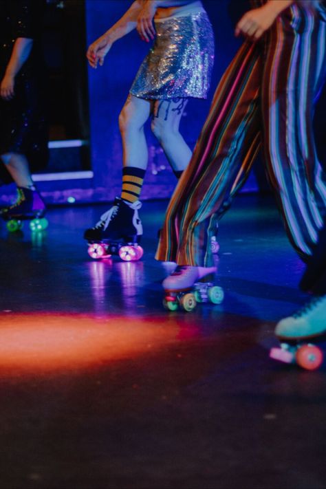 Roller disco parties are a far-cry from neon tutus.

Photographs: Alt Wedding Co. Roller Disco Aesthetic, Disco Aesthetic 70s, Disco Roller Skating, Disco Parties, Neon Tutu, Disco Aesthetic, Alt Wedding, Roller Rink, Roller Disco