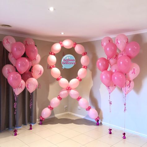 Pinktober Awareness Decoration, Breastcancerawareness Ideas, Fundraiser Decorations, Chemo Party, Survivor Party, Balloon Sculptures, Super Busy, Balloon Decor, Pink Parties