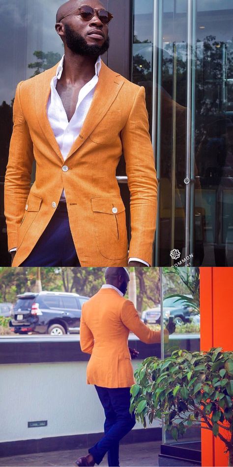 Orange Blazer Outfits, Blazer Outfits Men, Orange Blazer, Classy Men, Mens Fashion Urban, Mens Fashion Classy, Men’s Suits, Mens Fashion Suits, Mein Style