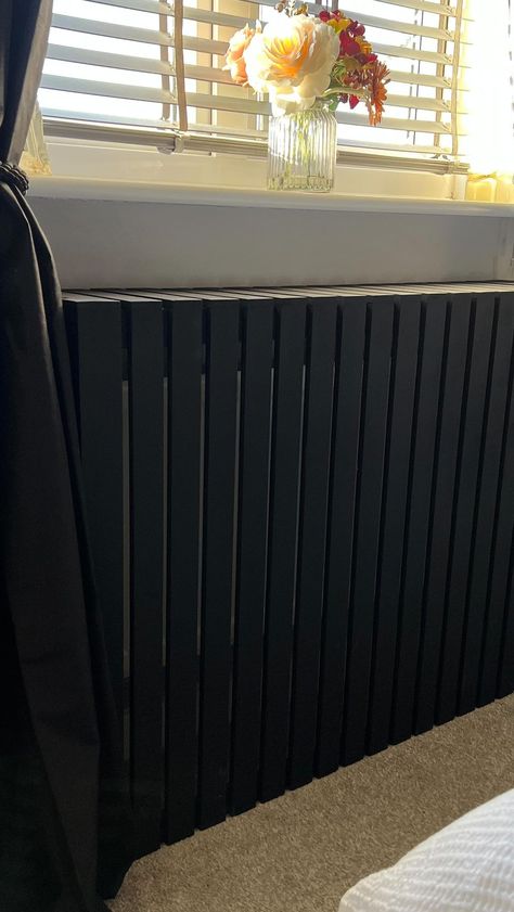 Black Radiator Cover, Radiator Cover Ideas, Diy Radiator Cover, Cube Furniture, Black Radiators, Bedroom Interiors, Hallway Decor, Radiator Cover, Ikea Diy