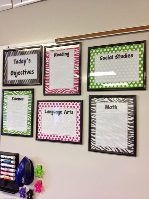 Classroom Focus Board/Objective Board to display what you're learning and share learning goals. Target Frames, Objectives Board, Diy Dry Erase Board, Daily Objectives, Do It Yourself Decoration, Focus Boards, Teaching Organization, Learning Targets, Dry Erase Boards