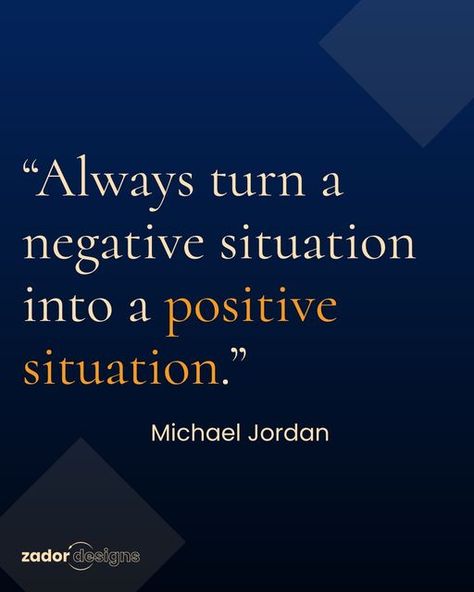 Steve Zador on Instagram: "Here is my new motivational quote from Michael Jordan "Always turn a negative situation into a positive situation.".🔥 I'm probably not a master at this, but I try to take this advice.😊 How are you doing with this? Stay tuned and follow me @zador_designs_." I Try, Motivational Quote, Michael Jordan, Stay Tuned, I Tried, Follow Me, Motivational Quotes, Jordan, Turn Ons