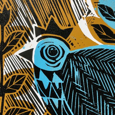 A three colour lino print Colour Lino Print, Lino Design, College Ideas, Bird Designs, Lino Cut, Lino Print, Bird Design, Little Bird, Three Color