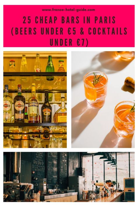 Paris is well-known for its many modern bars with crazy atmospheres, but also crazy-expensive cocktails. If you don’t want to pay €10 for a drink, don’t worry because we have found, the most affordable bars in Paris, with beers below €5 and cocktails below €7! #paris #france #parisaesthetic #franceaesthetic #travelguide #adventuretravel #holiday #fallholdays #vacation #summerholidays Modern Bars, Cheap Cocktails, Paris Cheap, Bars In Paris, Green Facade, France Aesthetic, Big Building, Flag Painting, Fake Animals