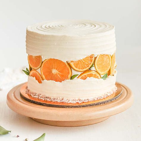 Cake With Oranges, Toasted Coconut Cake, Vegan Cake Frosting, American Cake, Orange Cake, Coconut Cake, Vegan Cake, Toasted Coconut, Smash Cake