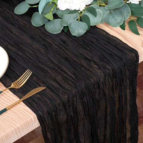 PRICES MAY VARY. 🌑【Black Cheesecloth Table Runner】The package includes 6 pieces 10ft black gauze table runners. The size of each cheesecloth table runner is about 35 x 120 inches, elegant and good looking design, exquisite in craftsmanship, and the quantity is sufficient for your daily use and replacement needs. Pefect selection for personal usage or as a gift. Use cheesecloth table runners for any occasion or decorative need. 🌑【High-quality Cheesecloth Table Runner】The table runner is made of Sheer Table Runner, Birthday Party Cake Table, Table Runner For Wedding, Gauze Table Runner, Party Cake Table, Cheesecloth Table Runner, Arbor Decor, Cake Table Decorations, Kitchen Fabric