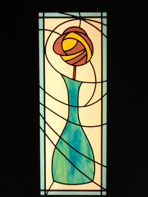 DSC07568 Bespoke Stained Glass Craftsman Stained Glass, Tiffany Flowers, Mackintosh Rose, Stained Glass Rose, Stained Glass Door, Glass Rose, Window Color, Rennie Mackintosh, Glass Work