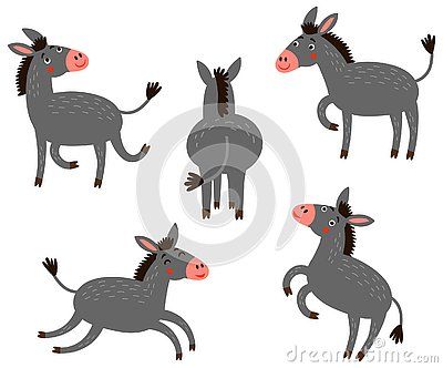 Cute and funny donkey. stock vector. Illustration of illustration - 153565825 Donkey Cute Drawing, Bronco Sticker, Donkey Outline, Donkey Illustration, Donkey Drawing, Animal Illustration Kids, Cute Donkey, Animated Animals, Cute Character