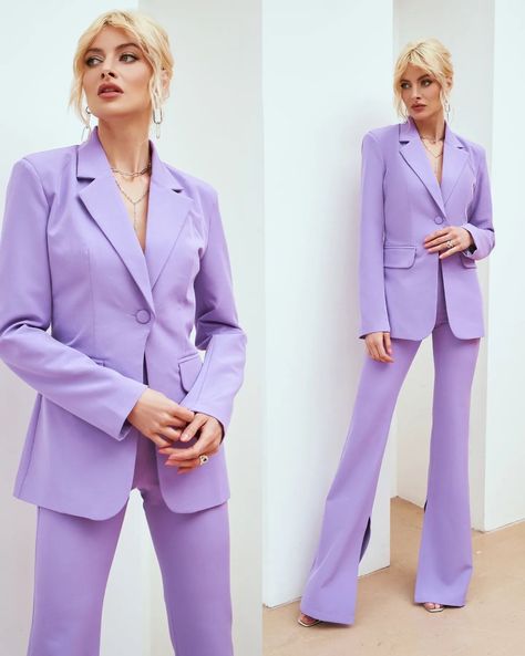 Prom Suit Women, Tux For Women, Purple Pantsuit, Women Wedding Suit, Female Tux, Lavender Suit, Choose An Outfit, Woman's Suit, Ladies Trouser Suits