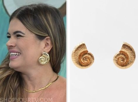 The Today Show: August 2023 Kathy Buccio's Gold Snail Shell Earrings Check more at https://www.shopyourtv.com/the-today-show-august-2023-kathy-buccios-gold-snail-shell-earrings/ Snail Shell, Earrings Design, Today Show, Shell Earrings, Designer Earrings, Jewelry Inspiration, Shells, Tv, Gold