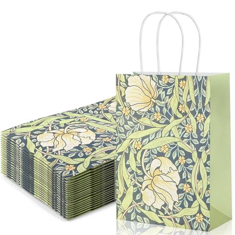 PRICES MAY VARY. THE PACKAGE INCLUDES: 24Pcs William Morris Paper Gift Bags with handle, , easy to carry and comfortable, sufficient to meet your different needs for gift packing and other uses. RETRO DESIGN: Our paper gift bags are patterned with green William Morris style floral and cane vines, look very vintage and unique,will fit to various occasions. PREMIUM QUALITY:Our treat bags are made of good-quality paper, thicker and more durable, reusable and eco-friendly,Flat bottom decides that th Gifts For Groups Of Coworkers, Beach Wedding Welcome Bags, Dinner Party Gifts, Birthday Bags, Tea Party Supplies, Hotel Welcome Bags, Retail Bag, Vintage Flower Prints, Gift Packing